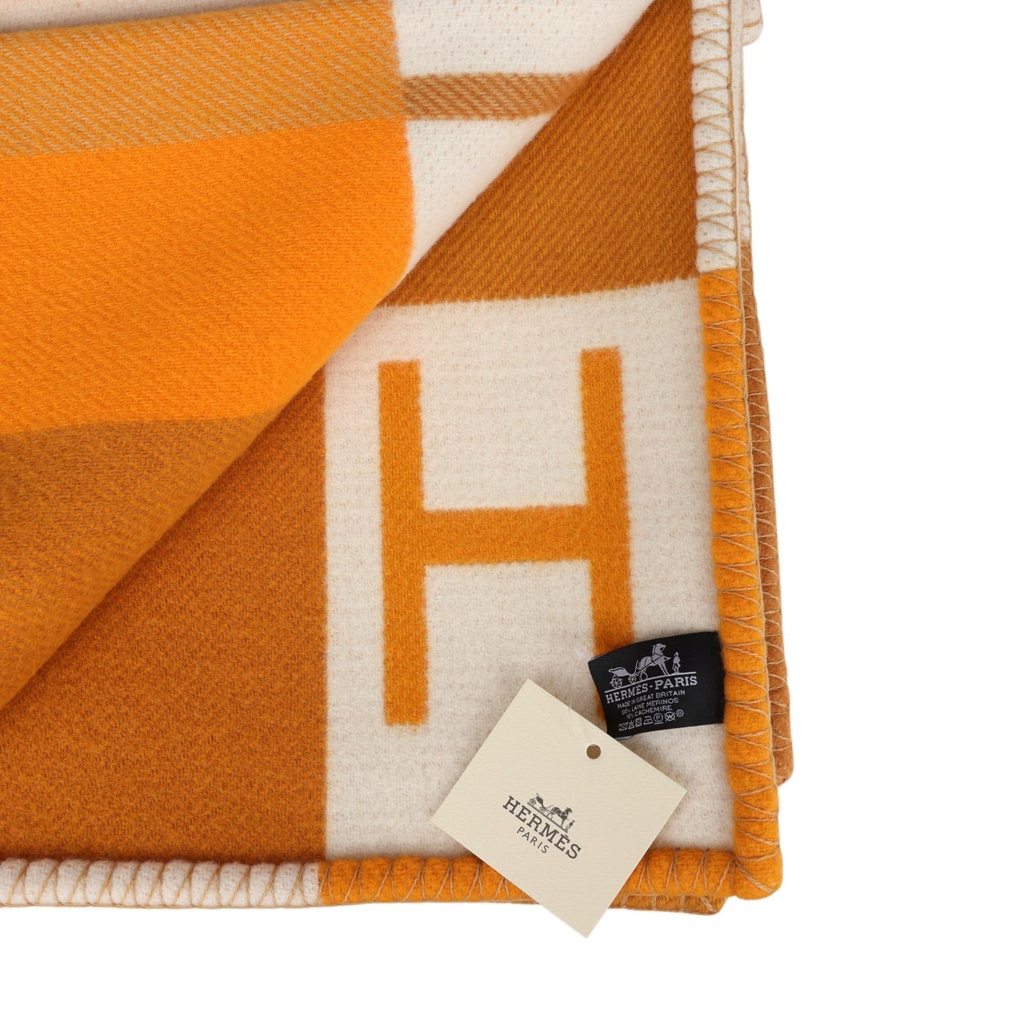 Hermes "Avalon Vibration" Ecru and Tisane Blanket