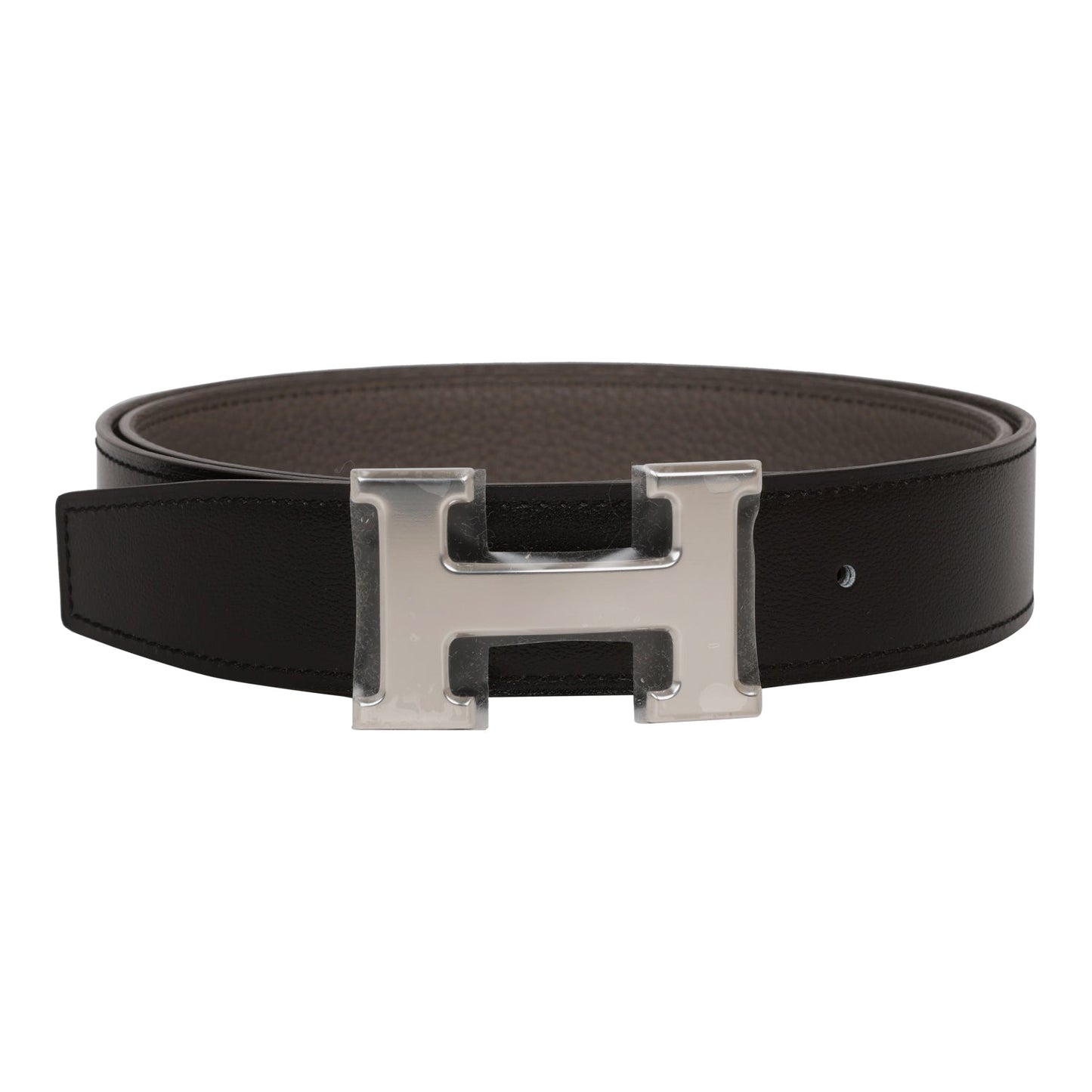 Hermes 32mm Reversible Black/Etain Constance H Belt 95cm Palladium Buckle - Bob Flawless Skincare 