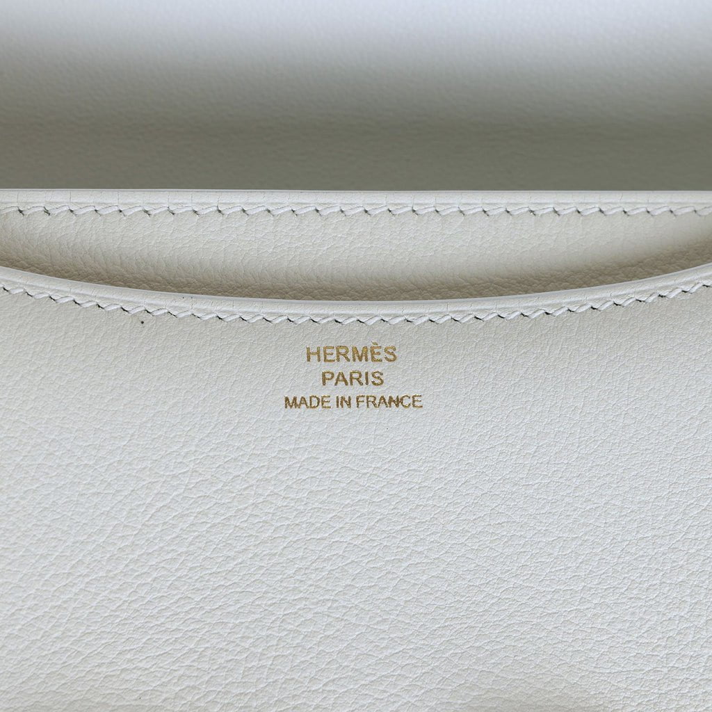 Pre-owned Hermes Constance 18 White Evercolor Gold Hardware