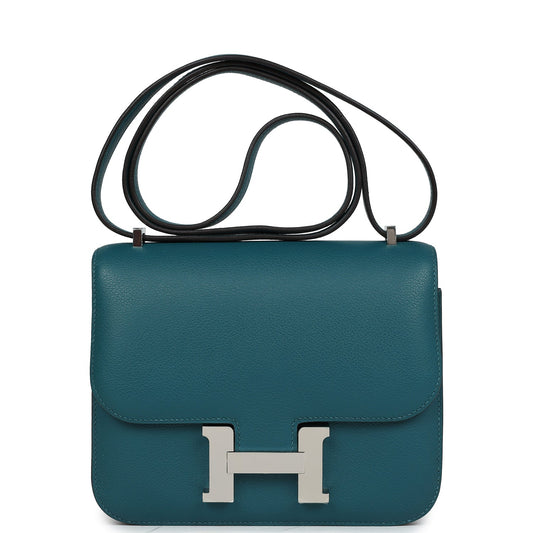 Hermes Constance 18 Vert Bosphore Evercolor Palladium Hardware