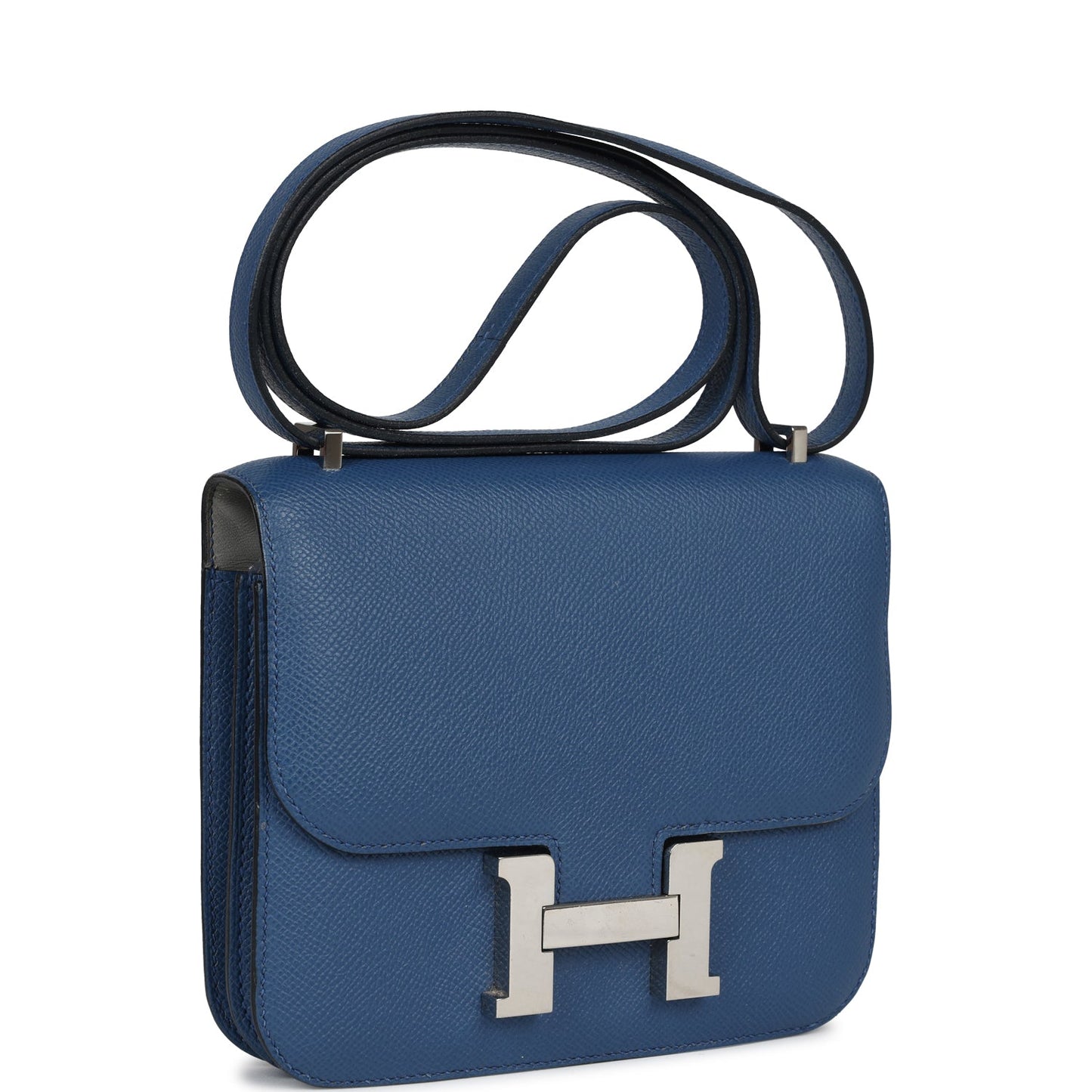 Pre-owned Hermes Constance 18 Bleu Agate Verso Epsom Palladium Hardware