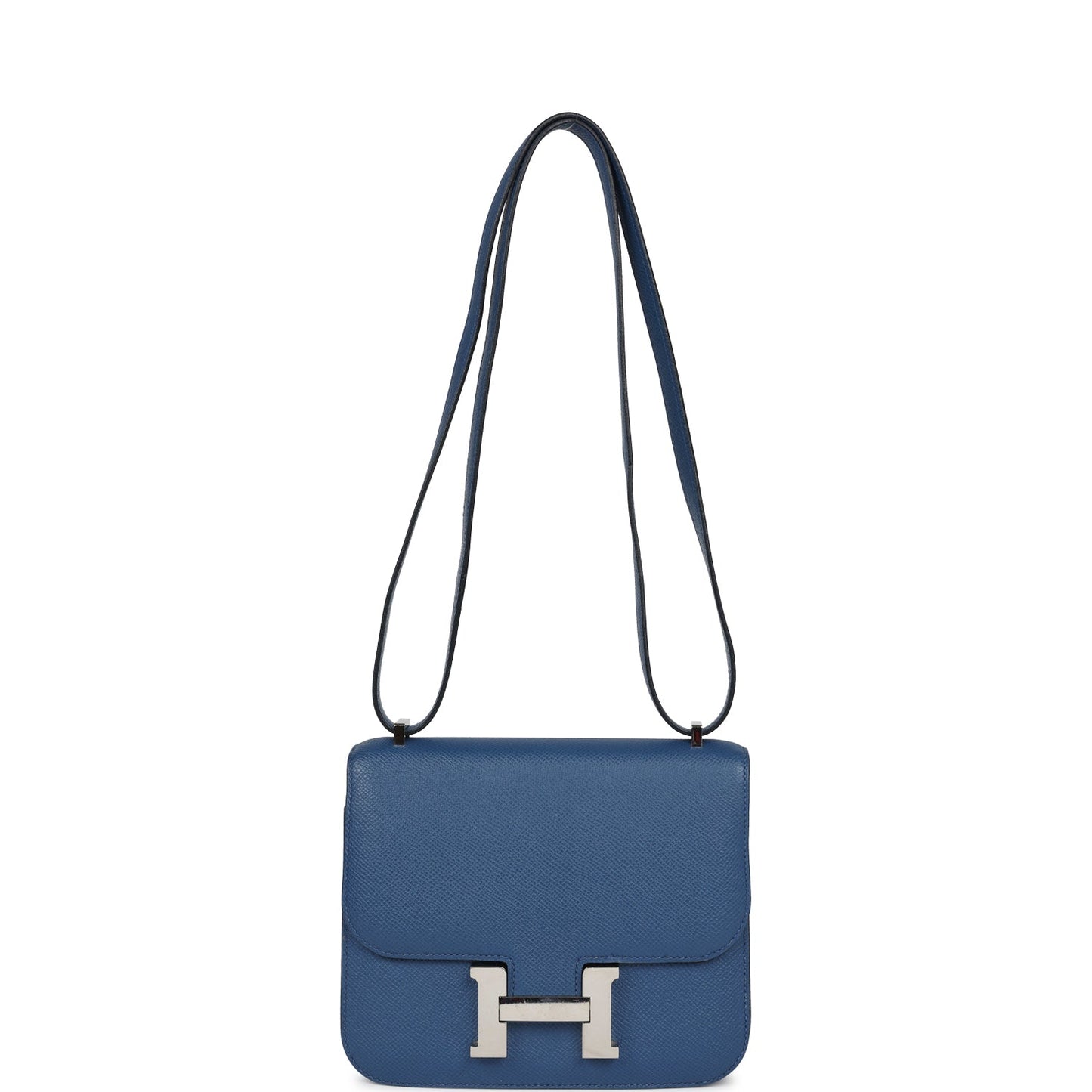 Pre-owned Hermes Constance 18 Bleu Agate Verso Epsom Palladium Hardware