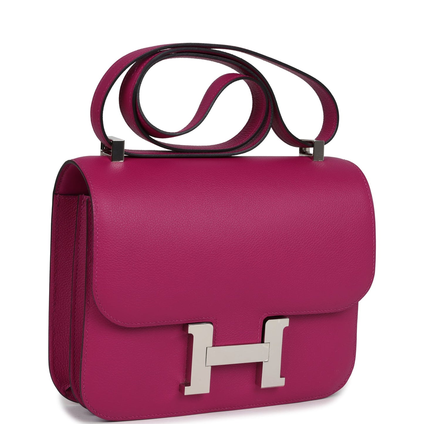 Pre-owned Hermes Constance 24 Rose Pourpre Evercolor Palladium Hardware