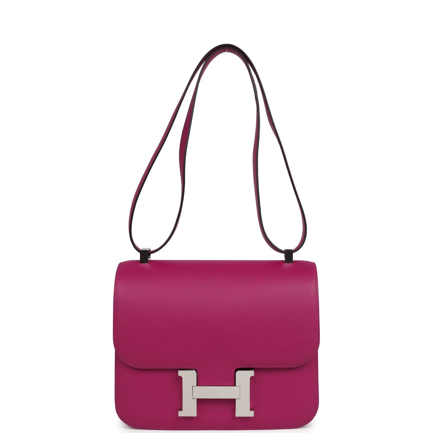 Pre-owned Hermes Constance 24 Rose Pourpre Evercolor Palladium Hardware