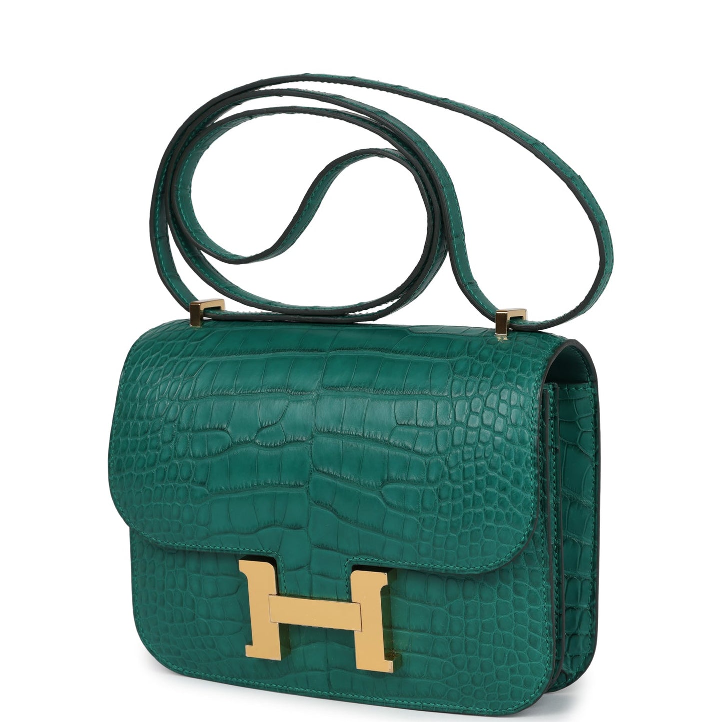 Hermes Constance 18 Malachite Matte Alligator Gold Hardware - Bob Flawless Skincare 