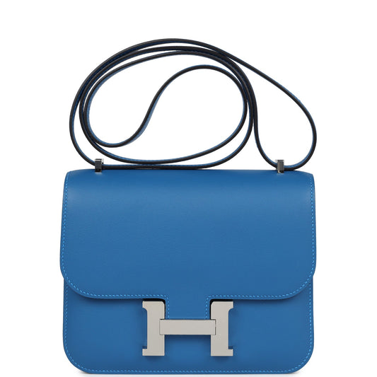 Pre-owned Hermes Constance 18 Mykonos Verso Evercolor Palladium Hardware - Bob Flawless Skincare 