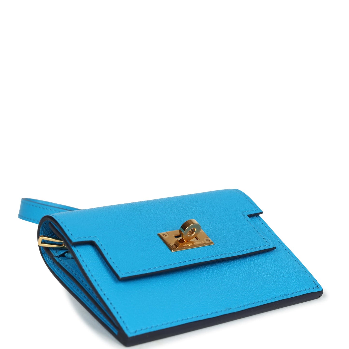 Hermes Kelly Pocket Slim Wallet Bleu Frida Chevre Gold Hardware