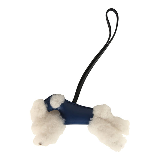 Hermes Buddy Bag Charm Bleu Saphir/Black Lambskin and Merinos Sheepskin