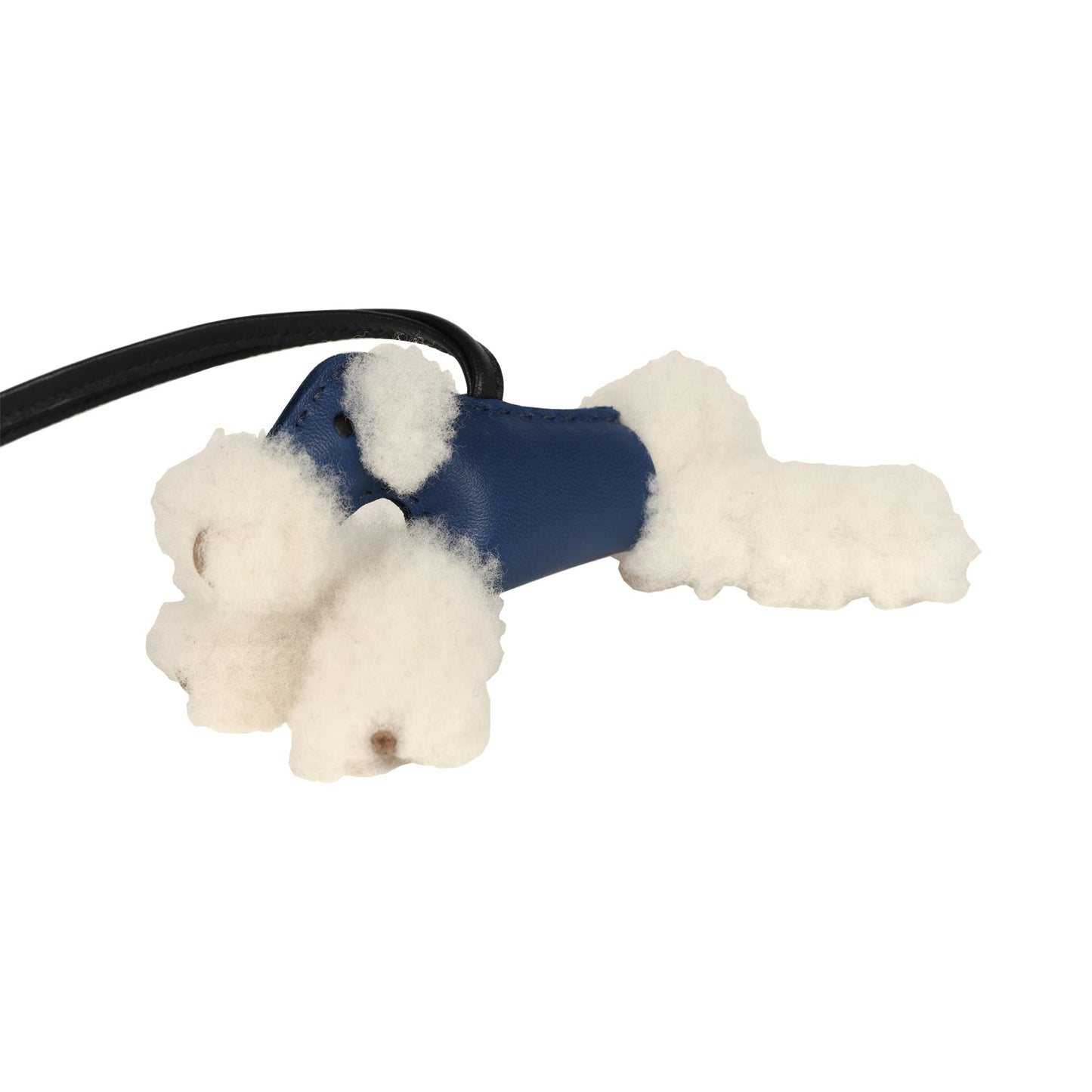 Hermes Buddy Bag Charm Bleu Saphir/Black Lambskin and Merinos Sheepskin