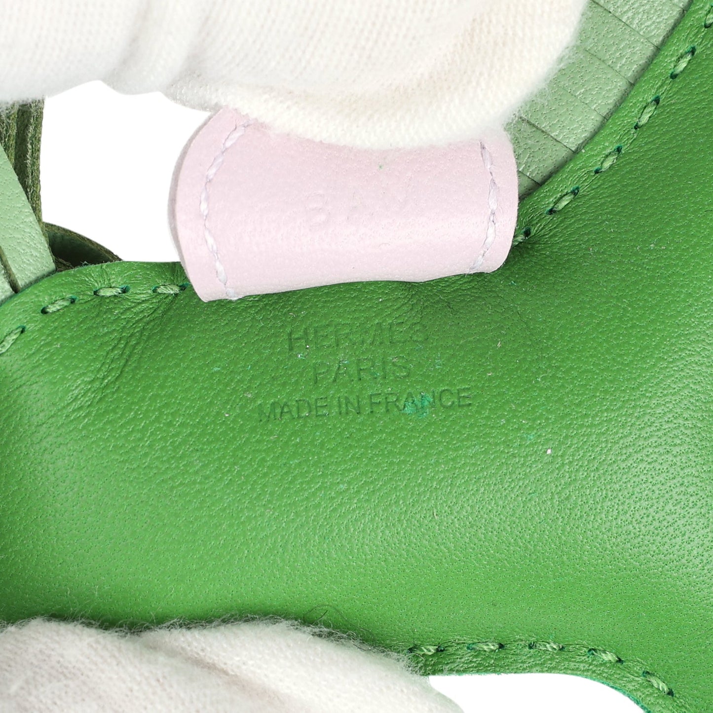 Hermes Rodeo Bag Charm PM Vert Yucca/Mauve Pale/Vert Criquet Milo Lambskin