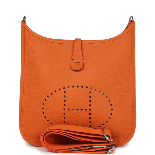 Hermes Evelyne III PM Orange Clemence Palladium Hardware