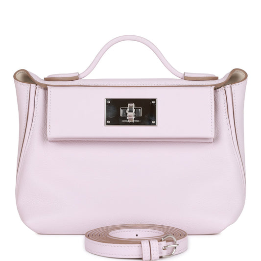 Hermes Mini 24/24 Bag Mauve Pale Verso Evercolor and Swift Palladium Hardware