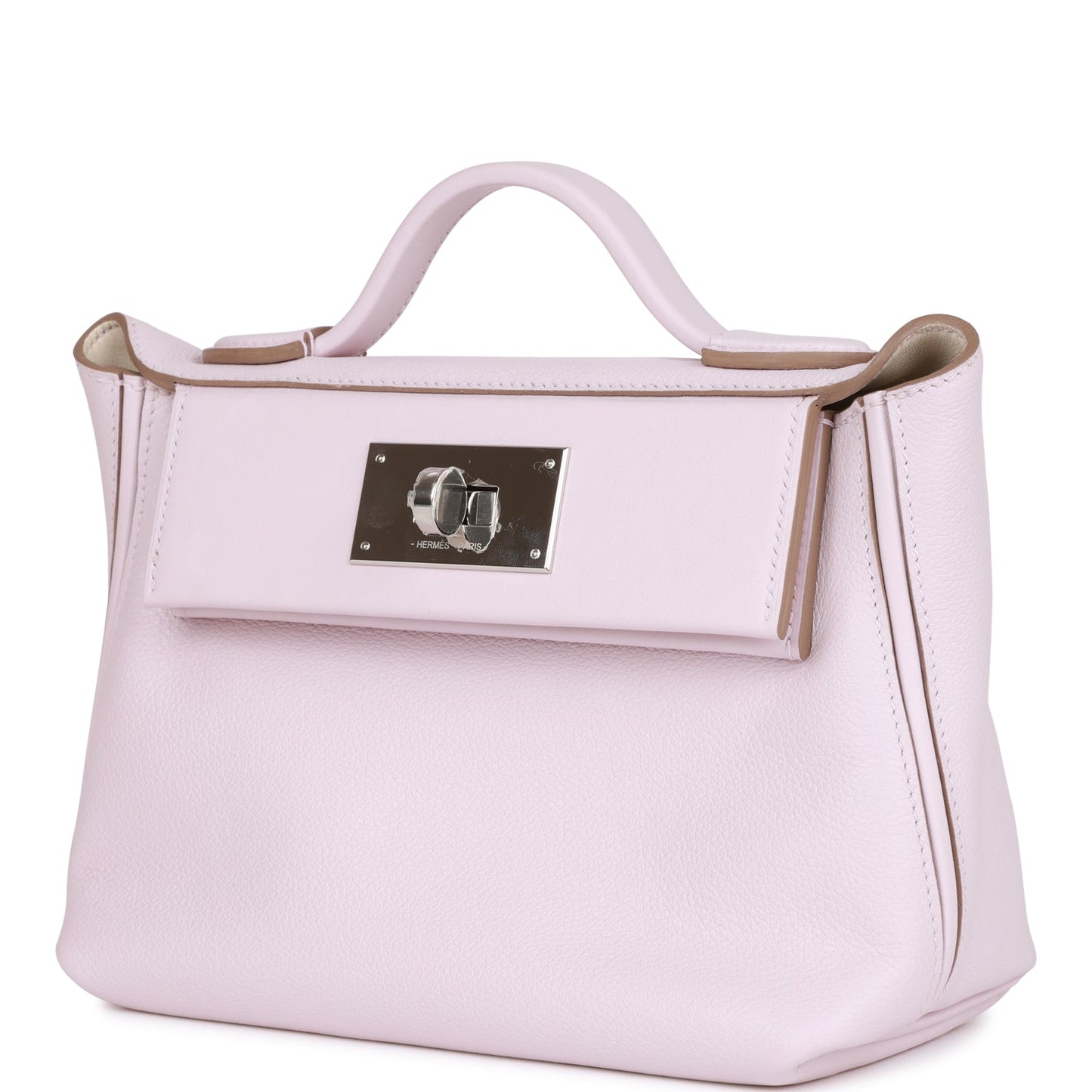 Hermes Mini 24/24 Bag Mauve Pale Verso Evercolor and Swift Palladium Hardware