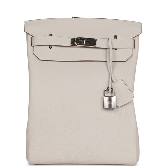 Hermes Hac A Dos GM Backpack Gris Pale Togo Palladium Hardware