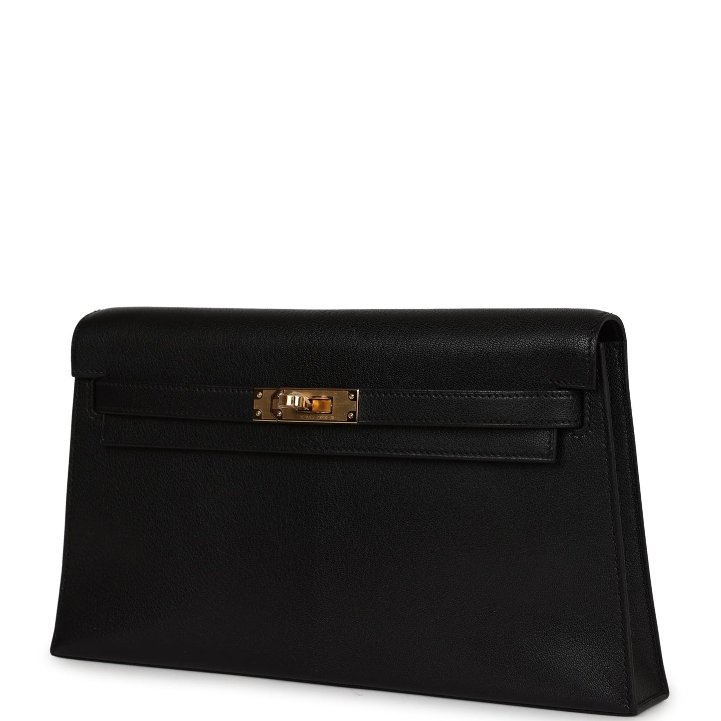 Hermes Kelly Elan Black Chevre Chamkila Gold Hardware