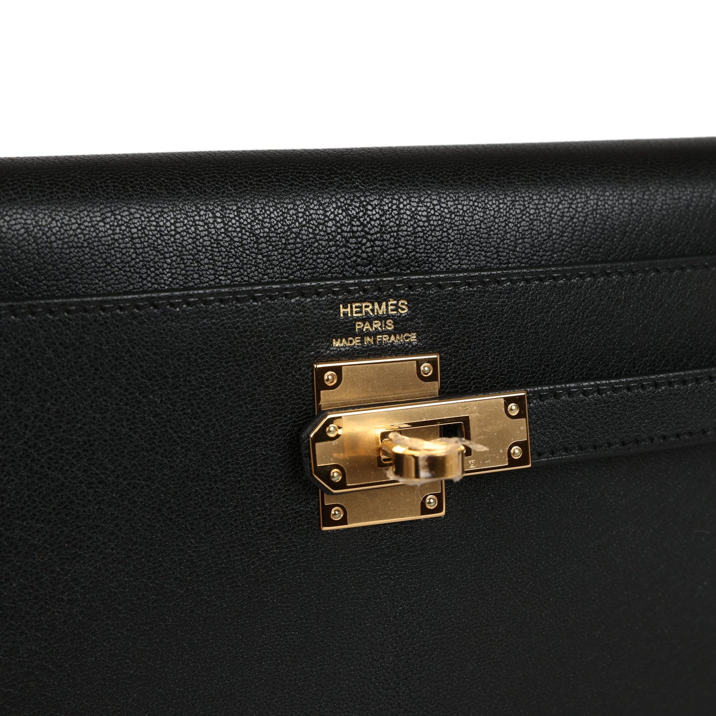 Hermes Kelly Elan Black Chevre Chamkila Gold Hardware