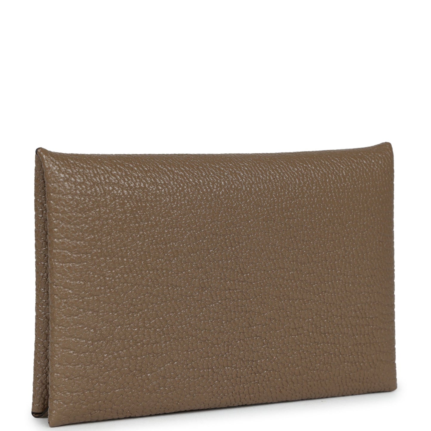 Hermes Calvi Card Holder Etoupe Chevre Palladium Hardware