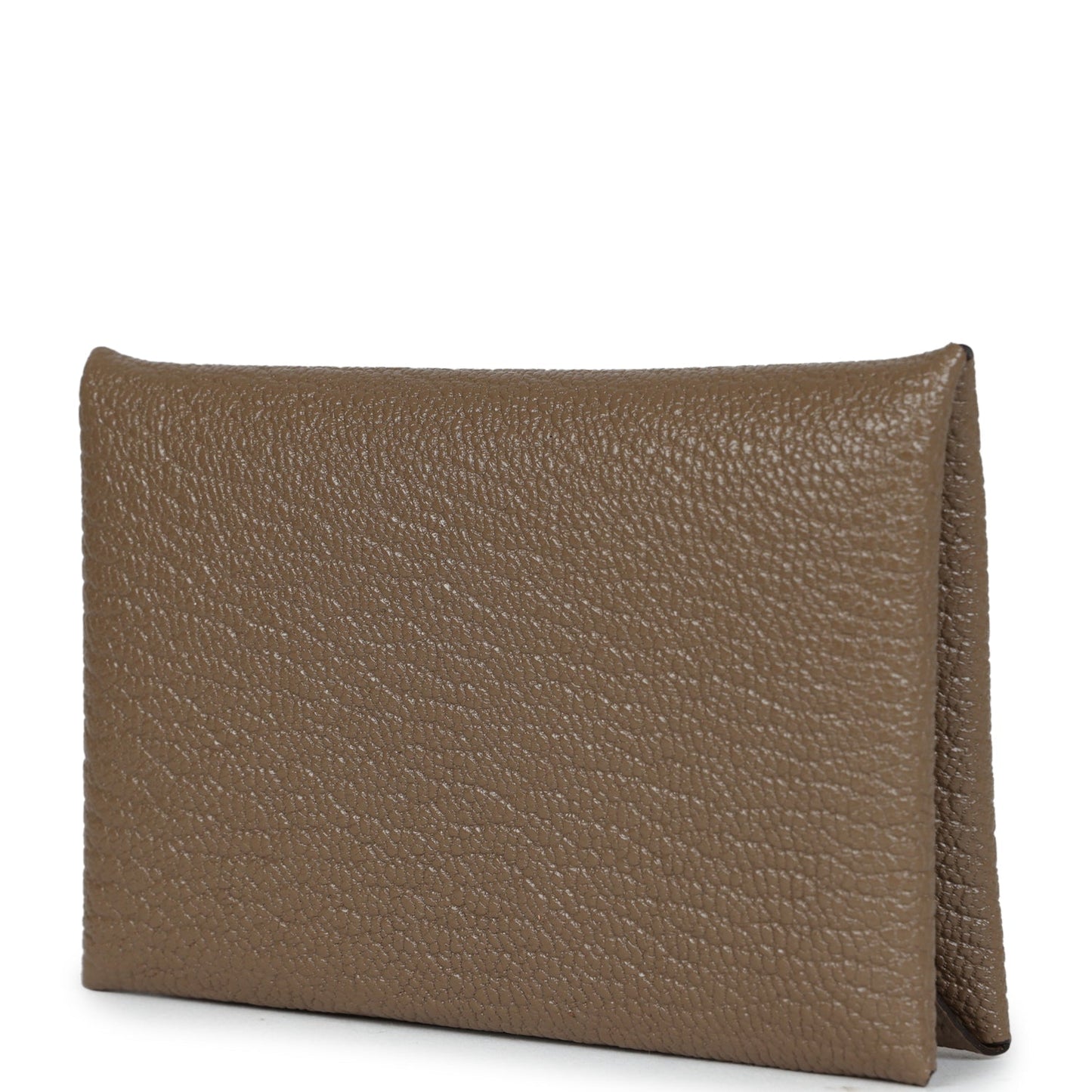 Hermes Calvi Card Holder Etoupe Chevre Palladium Hardware