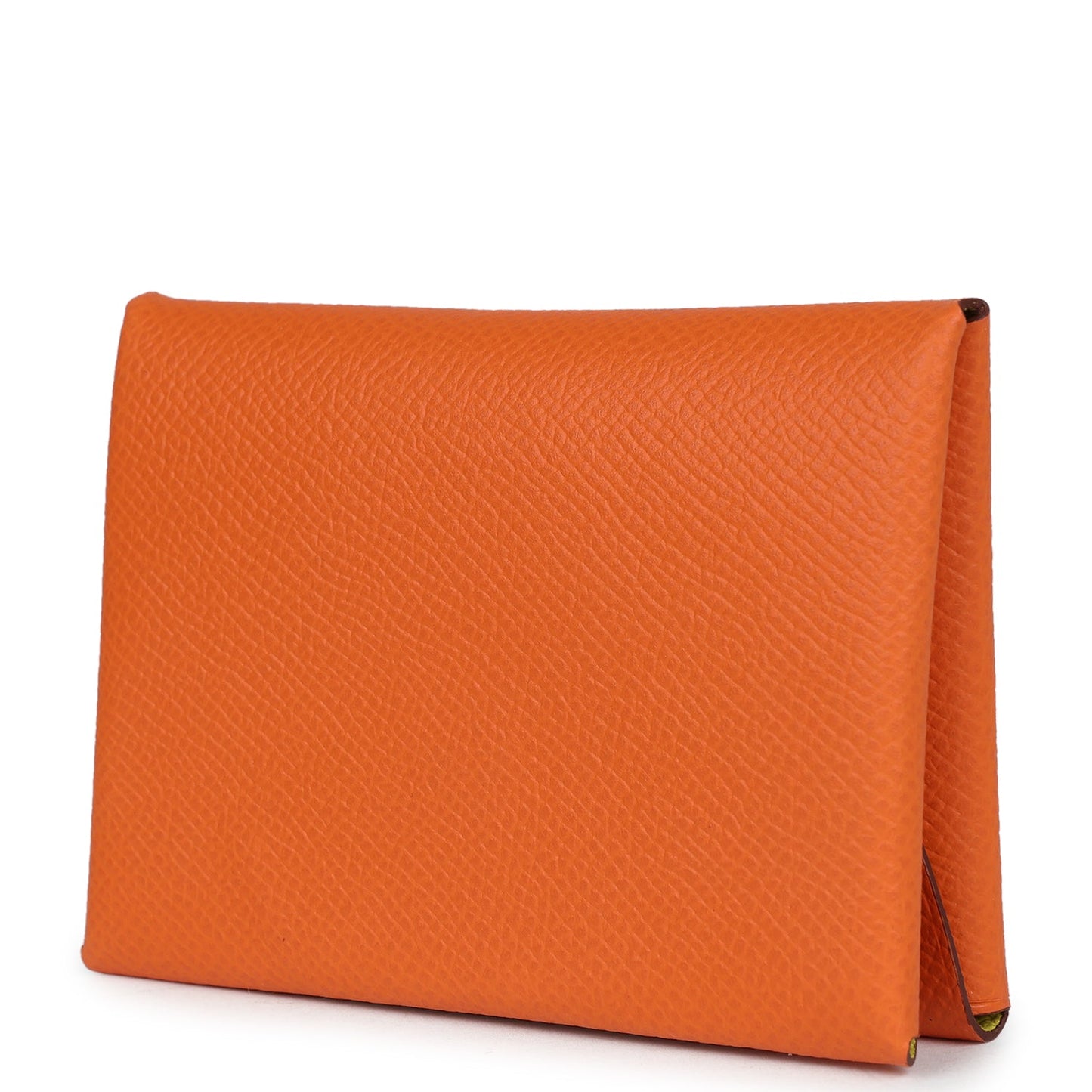 Hermes Calvi Duo Card Holder Orange Verso Epsom Palladium Hardware