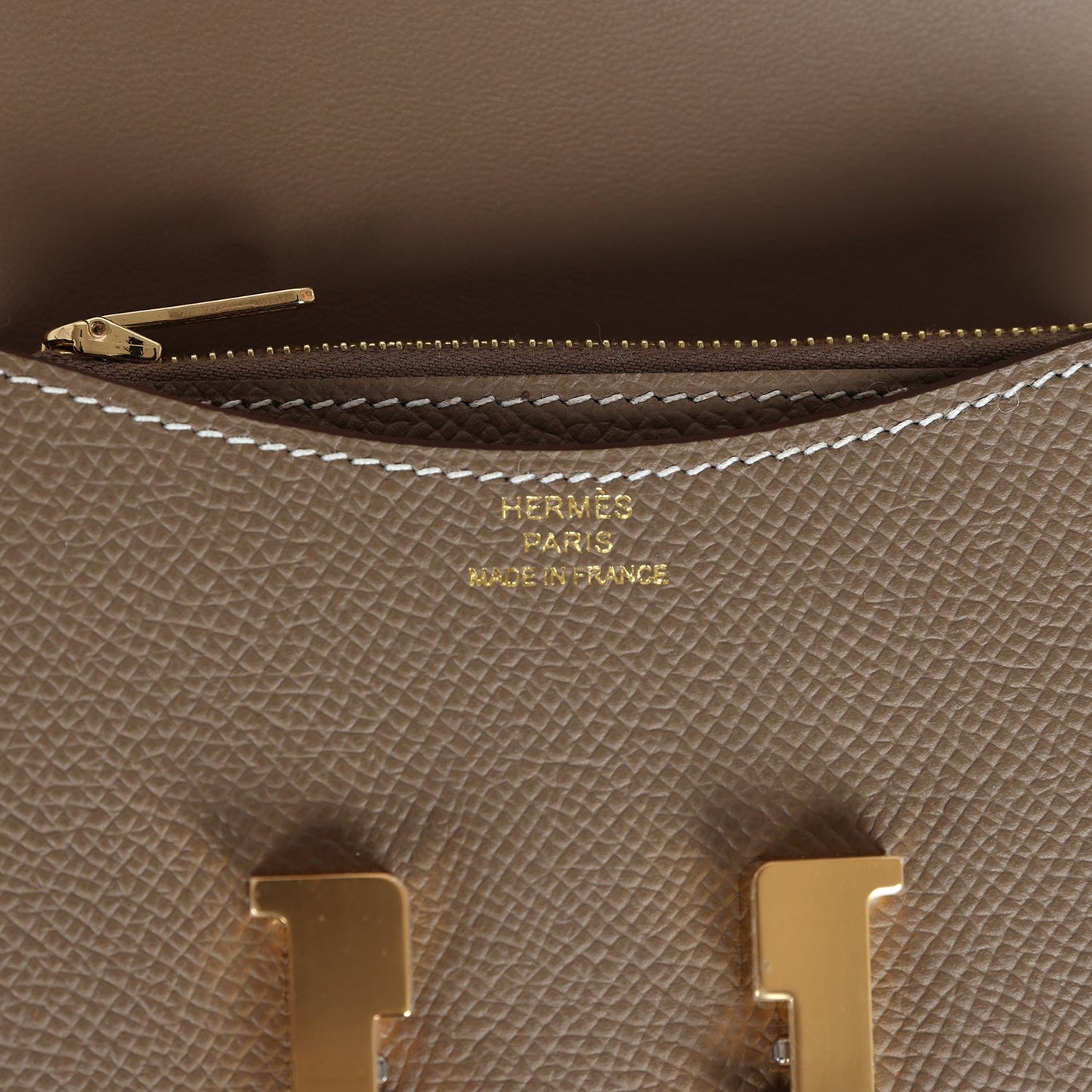 Hermes Constance Slim Wallet Etoupe Epsom Gold Hardware