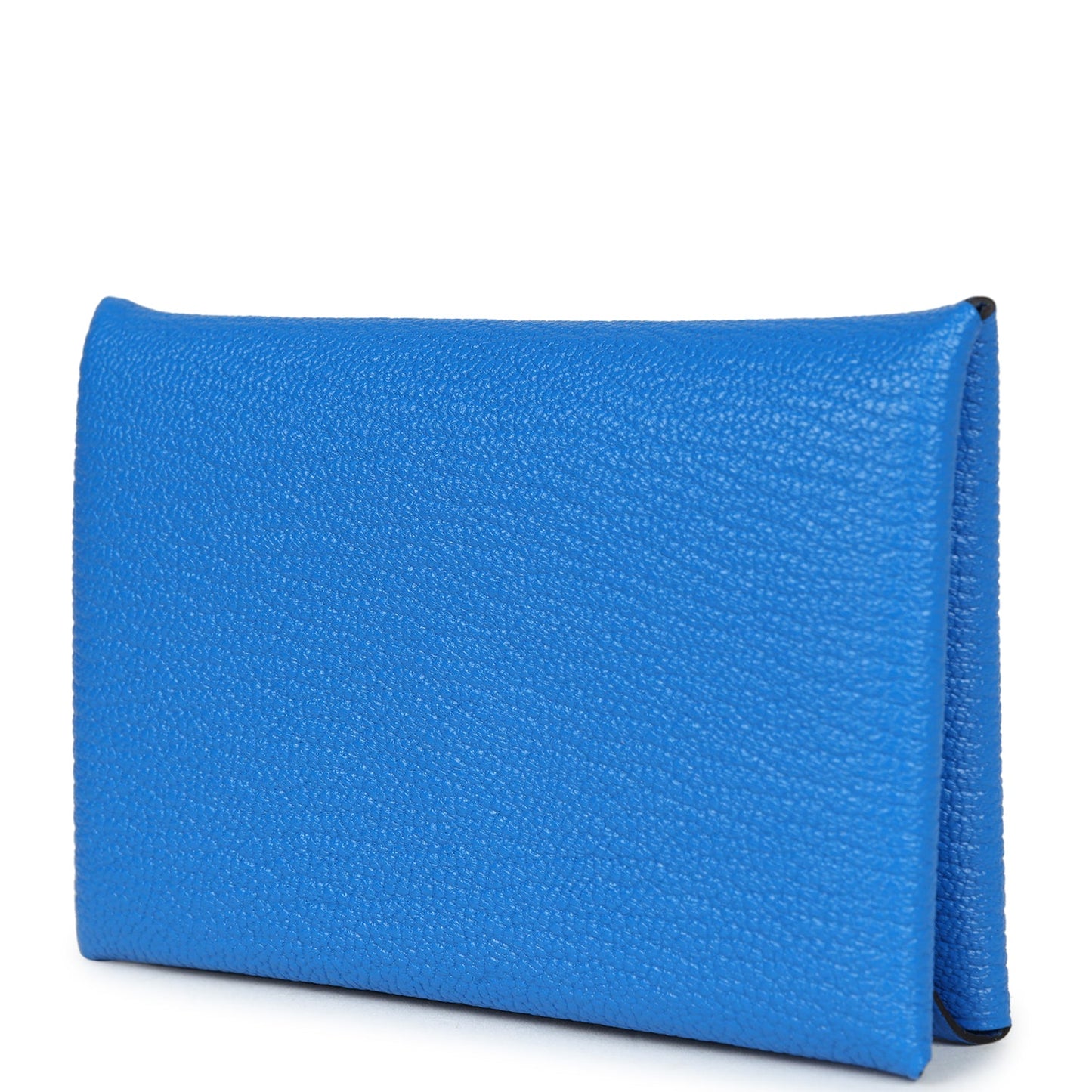 Hermes Calvi Card Holder Bleu Hydra Chevre Palladium Hardware