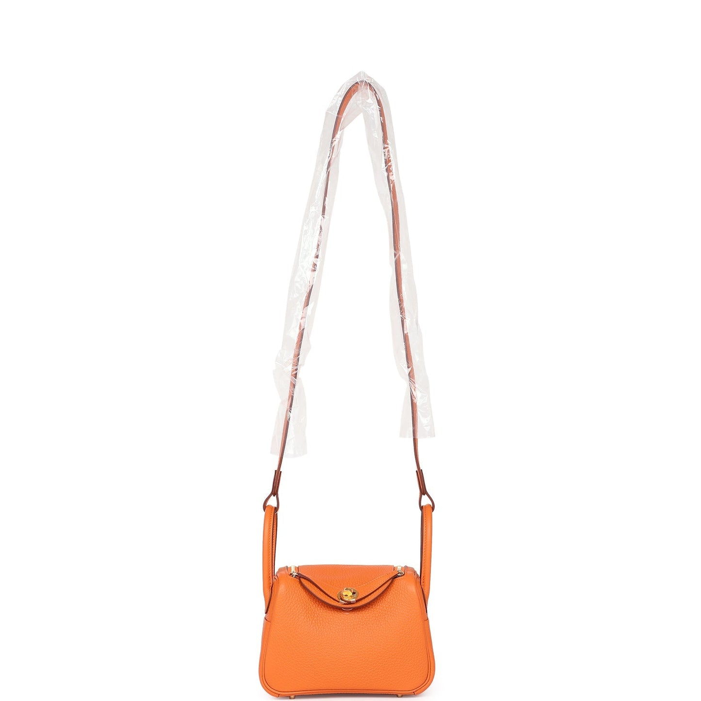 Hermes Mini Lindy Orange Clemence Gold Hardware