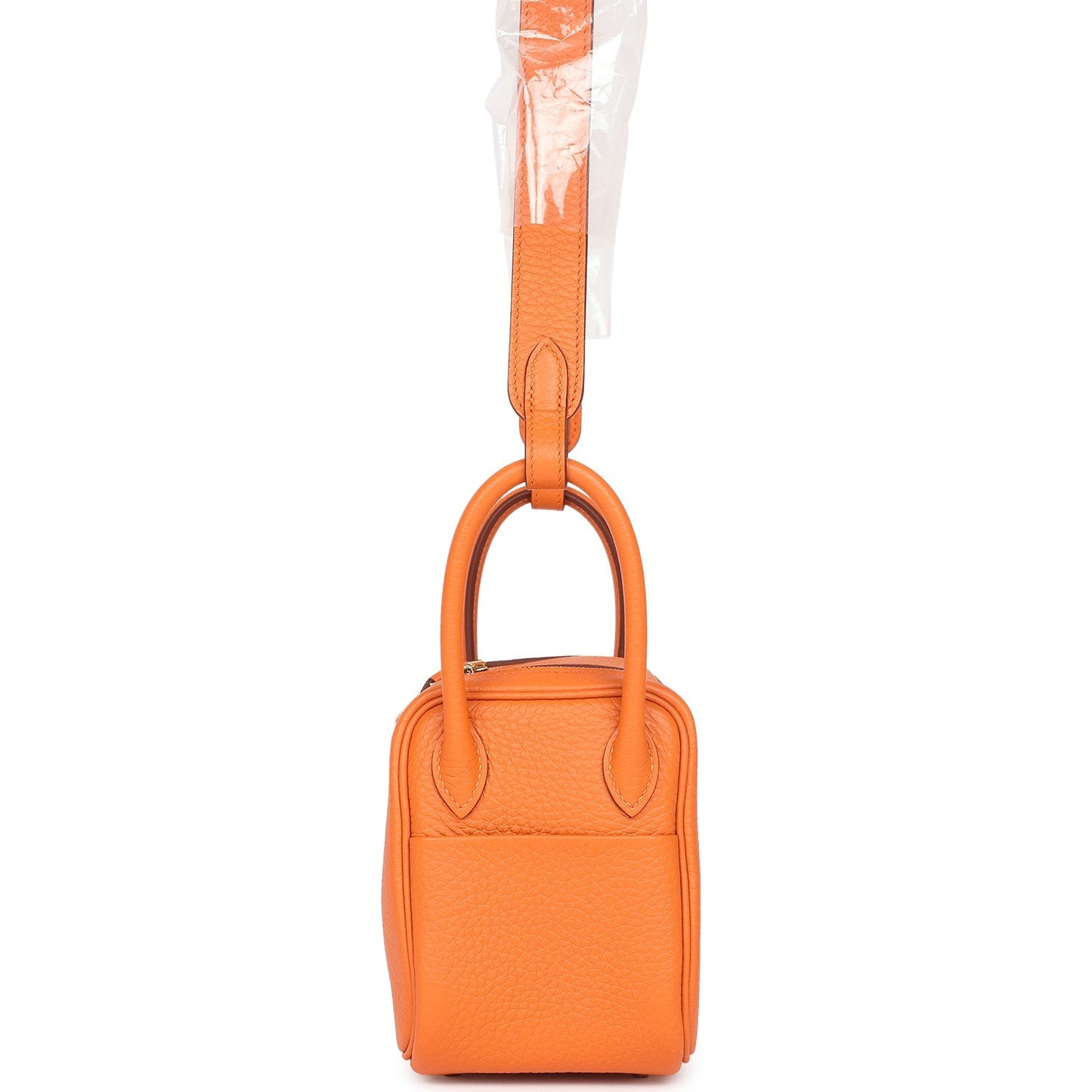 Hermes Mini Lindy Orange Clemence Gold Hardware