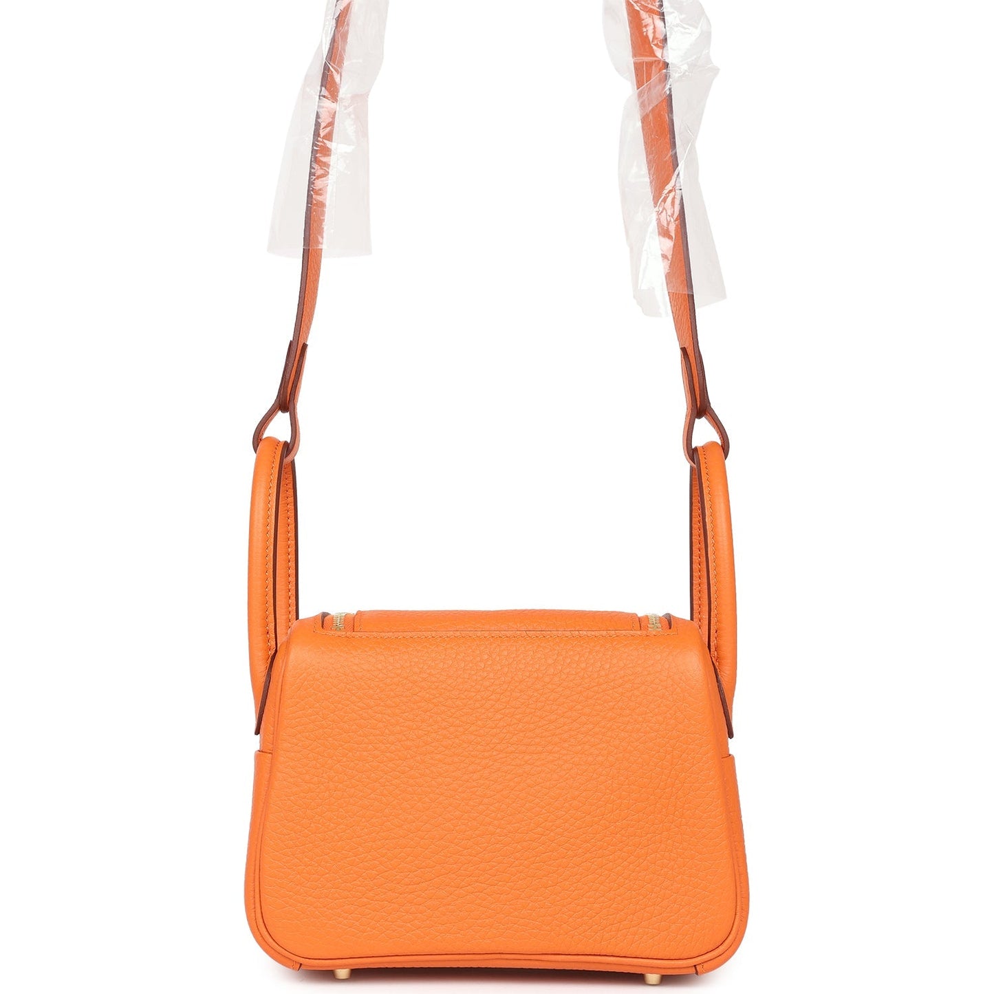 Hermes Mini Lindy Orange Clemence Gold Hardware