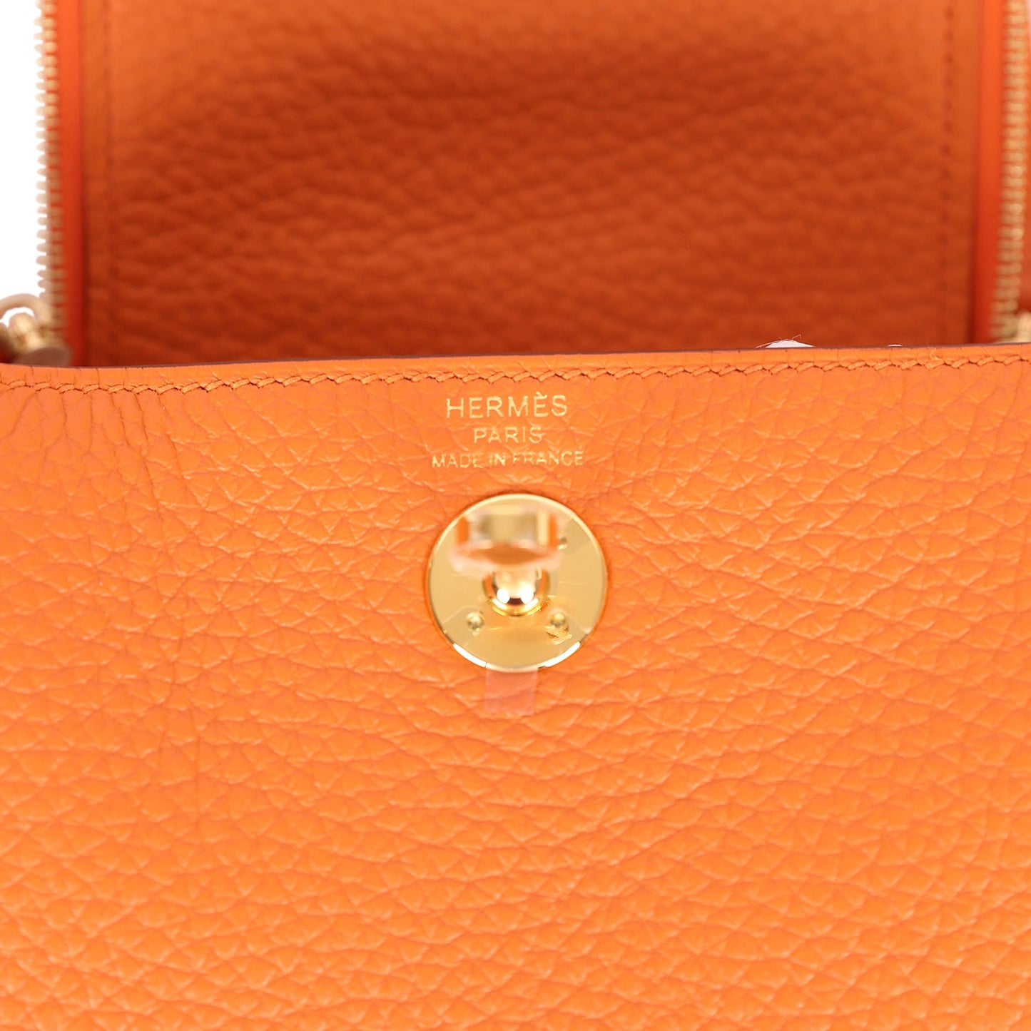 Hermes Mini Lindy Orange Clemence Gold Hardware