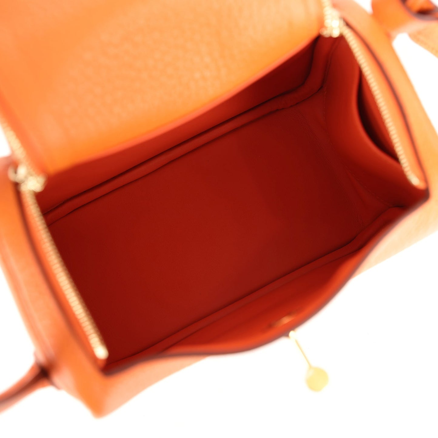 Hermes Mini Lindy Orange Clemence Gold Hardware