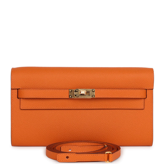 Hermes Kelly Wallet To Go Orange Epsom Gold Hardware