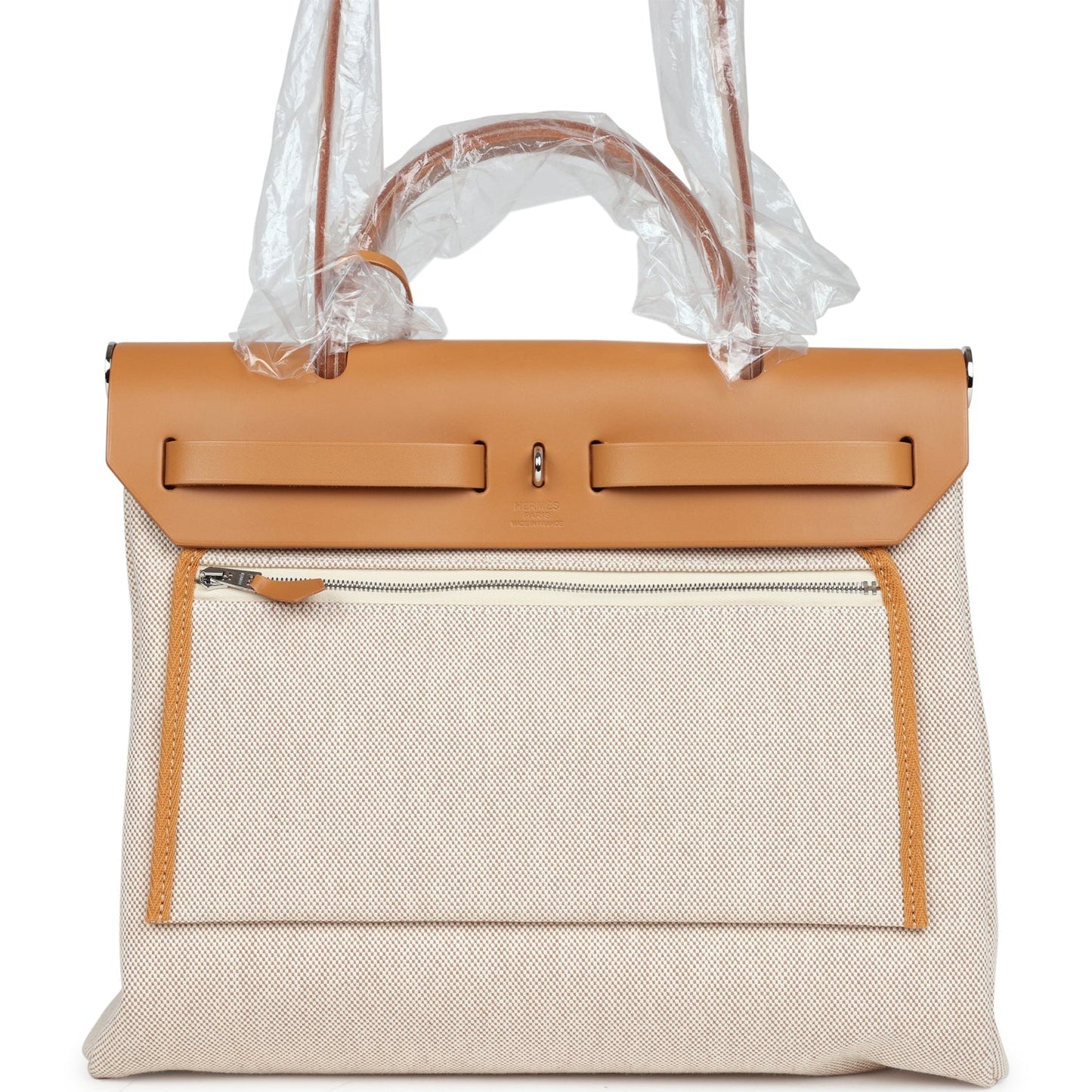 Hermes Herbag Zip PM 31 Brides de Gala Toile H Berline Natural Sable Palladium Hardware