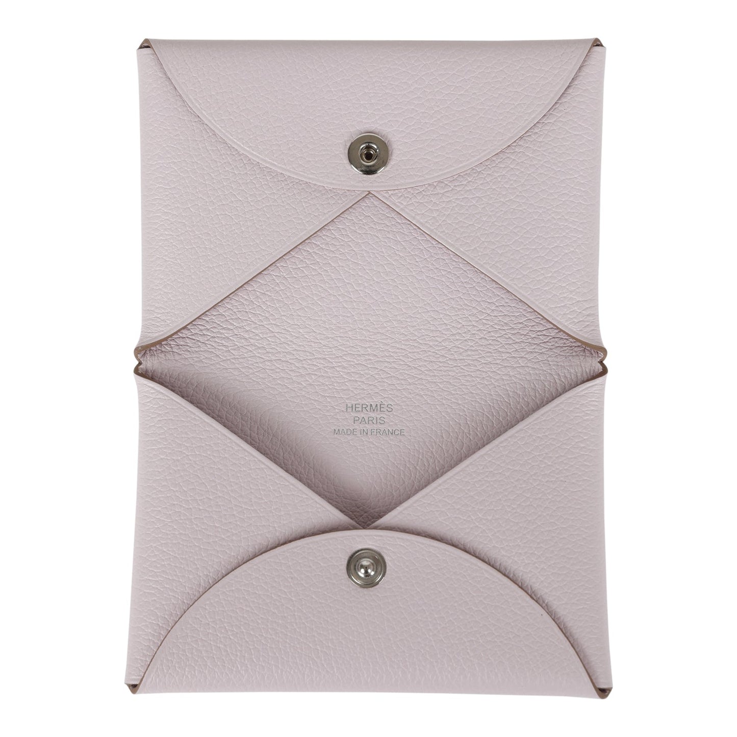 Hermes Calvi Card Holder Mauve Pale Evercolor Palladium Hardware