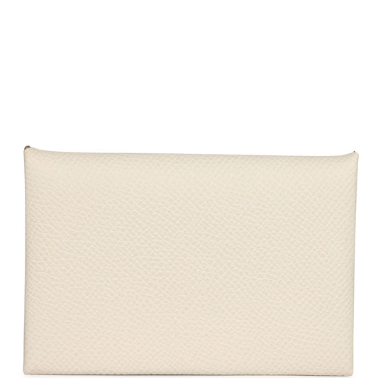 Hermes Calvi Card Holder Gris Pale Epsom Palladium Hardware