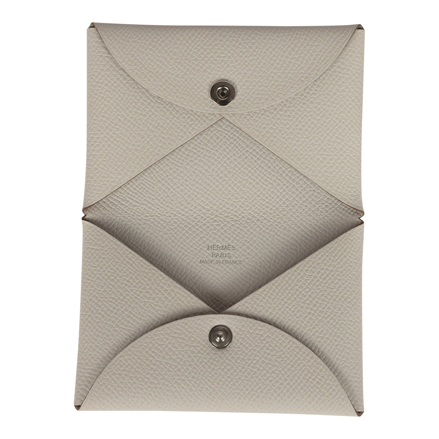 Hermes Calvi Card Holder Gris Pale Epsom Palladium Hardware