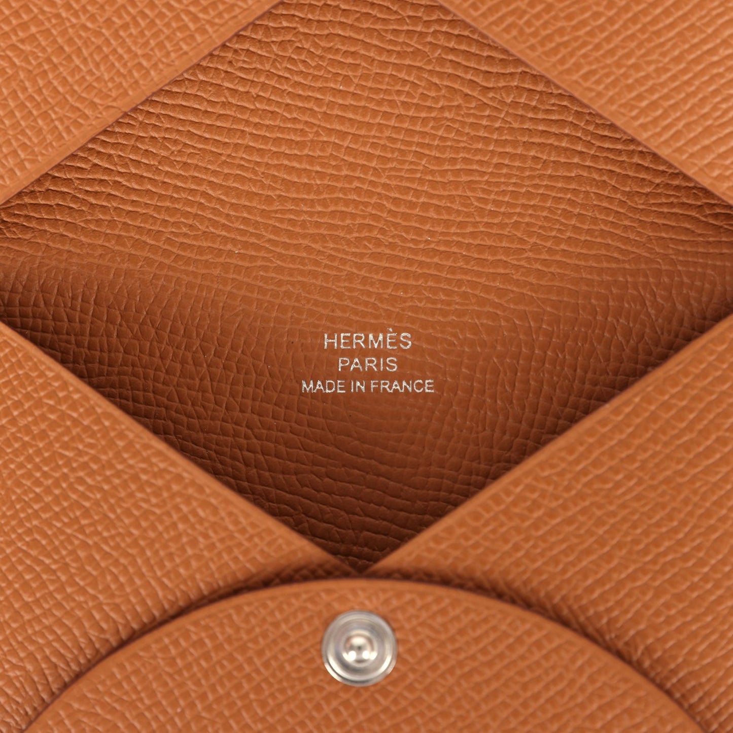 Hermes Calvi Card Holder Gold Epsom Palladium Hardware