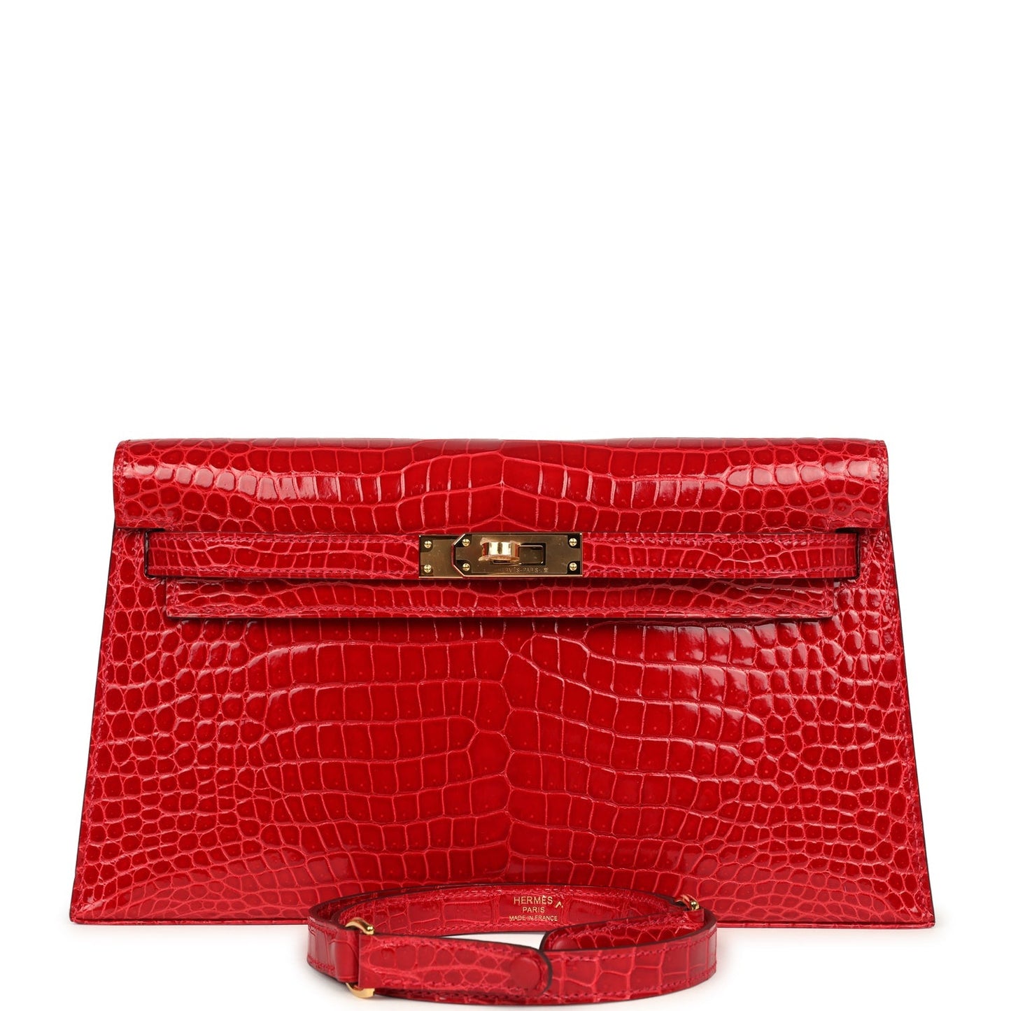 Hermes Kelly Elan Braise Shiny Porosus Crocodile Gold Hardware