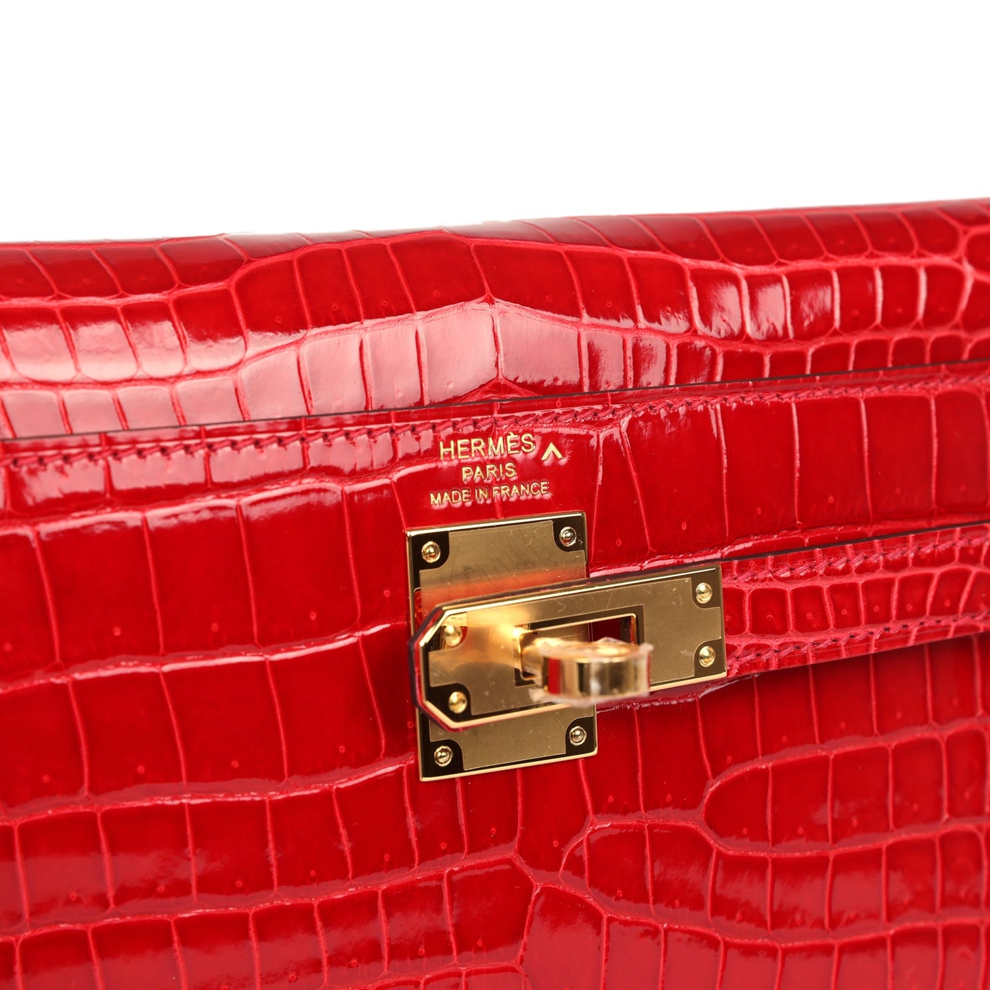 Hermes Kelly Elan Braise Shiny Porosus Crocodile Gold Hardware