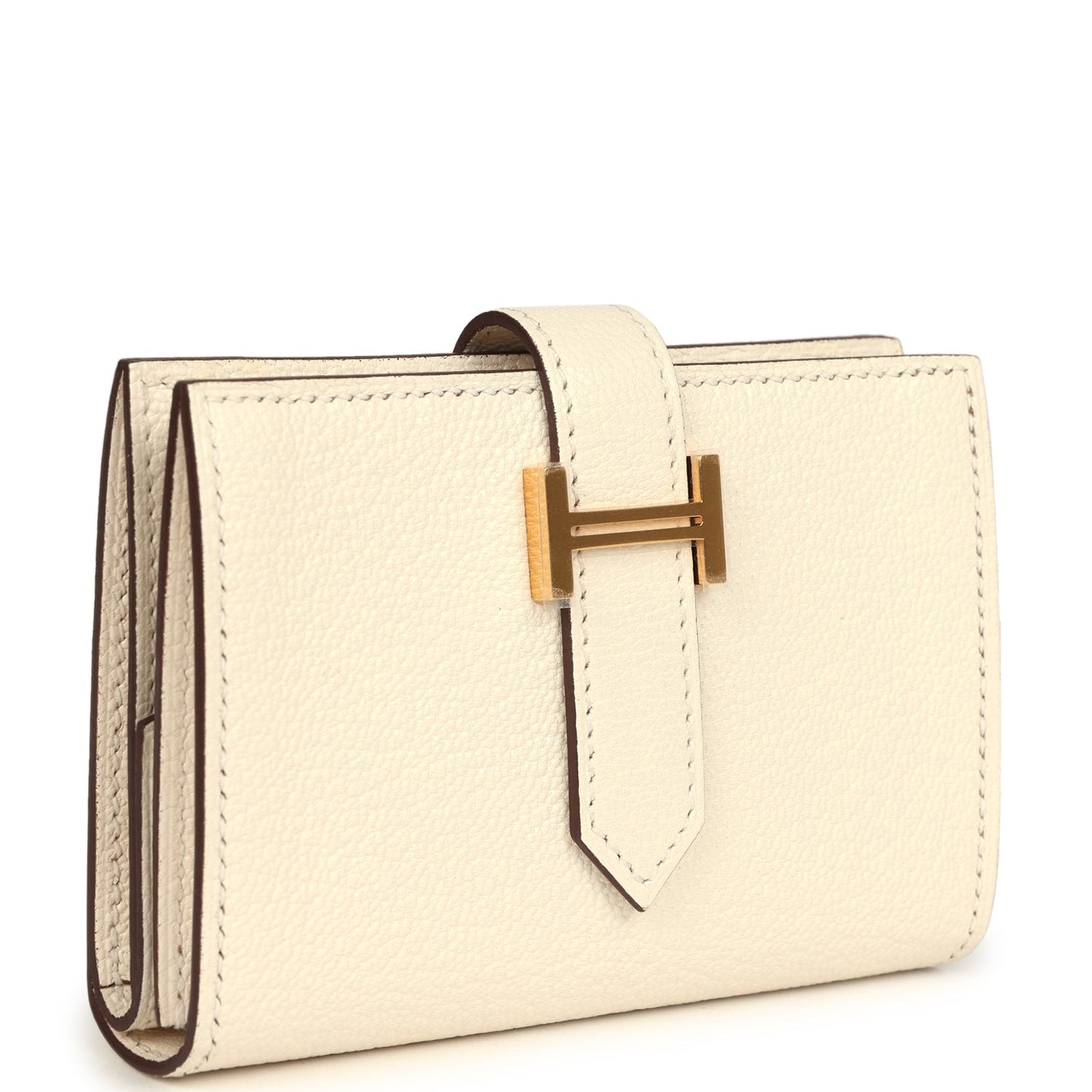 Hermes Bearn Mini Wallet Nata Chevre Gold Hardware