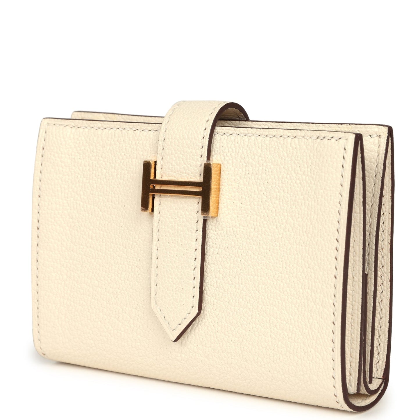 Hermes Bearn Mini Wallet Nata Chevre Gold Hardware