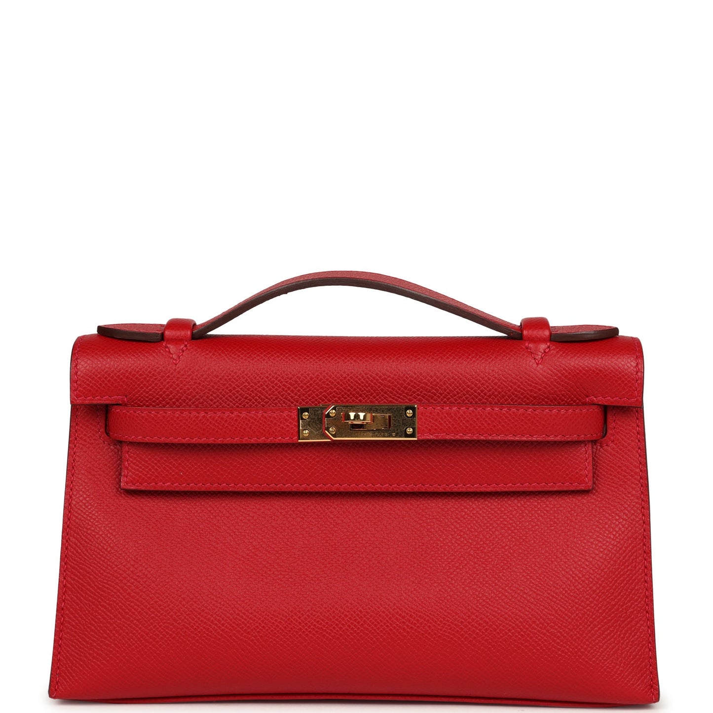 Hermes Kelly Pochette Rouge Casaque Epsom Gold Hardware