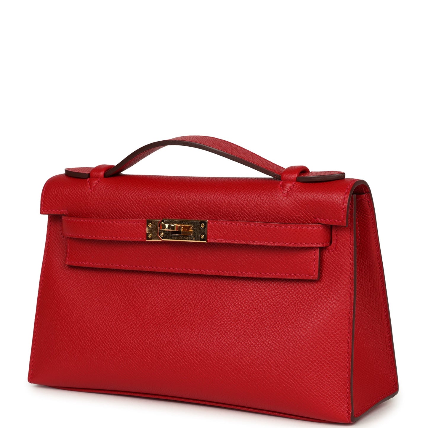 Hermes Kelly Pochette Rouge Casaque Epsom Gold Hardware