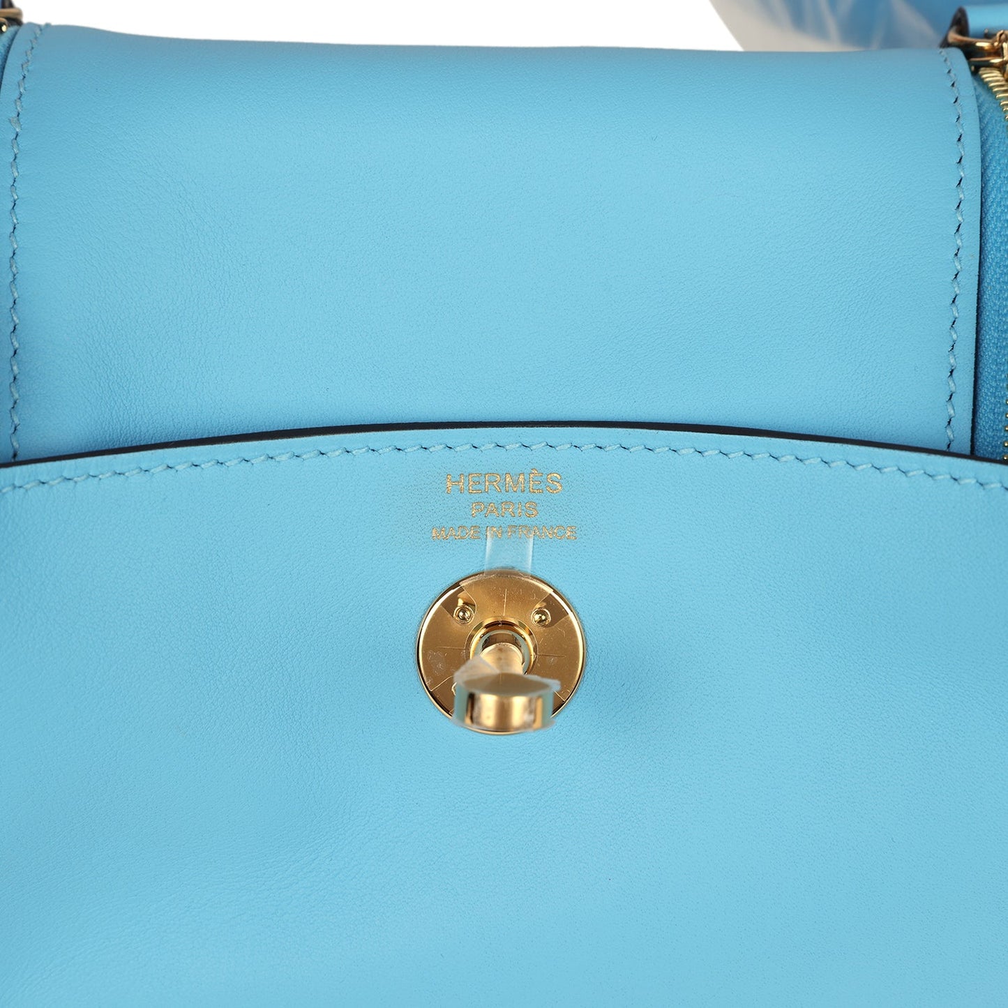 Hermes Mini Lindy Celeste Swift Gold Hardware