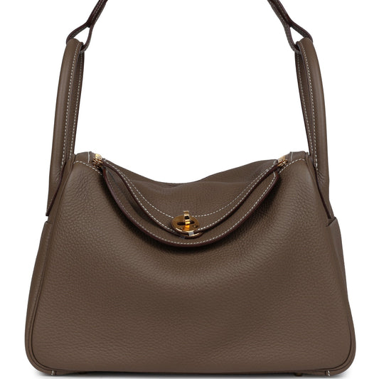 Hermes Lindy 30 Etoupe Clemence Gold Hardware