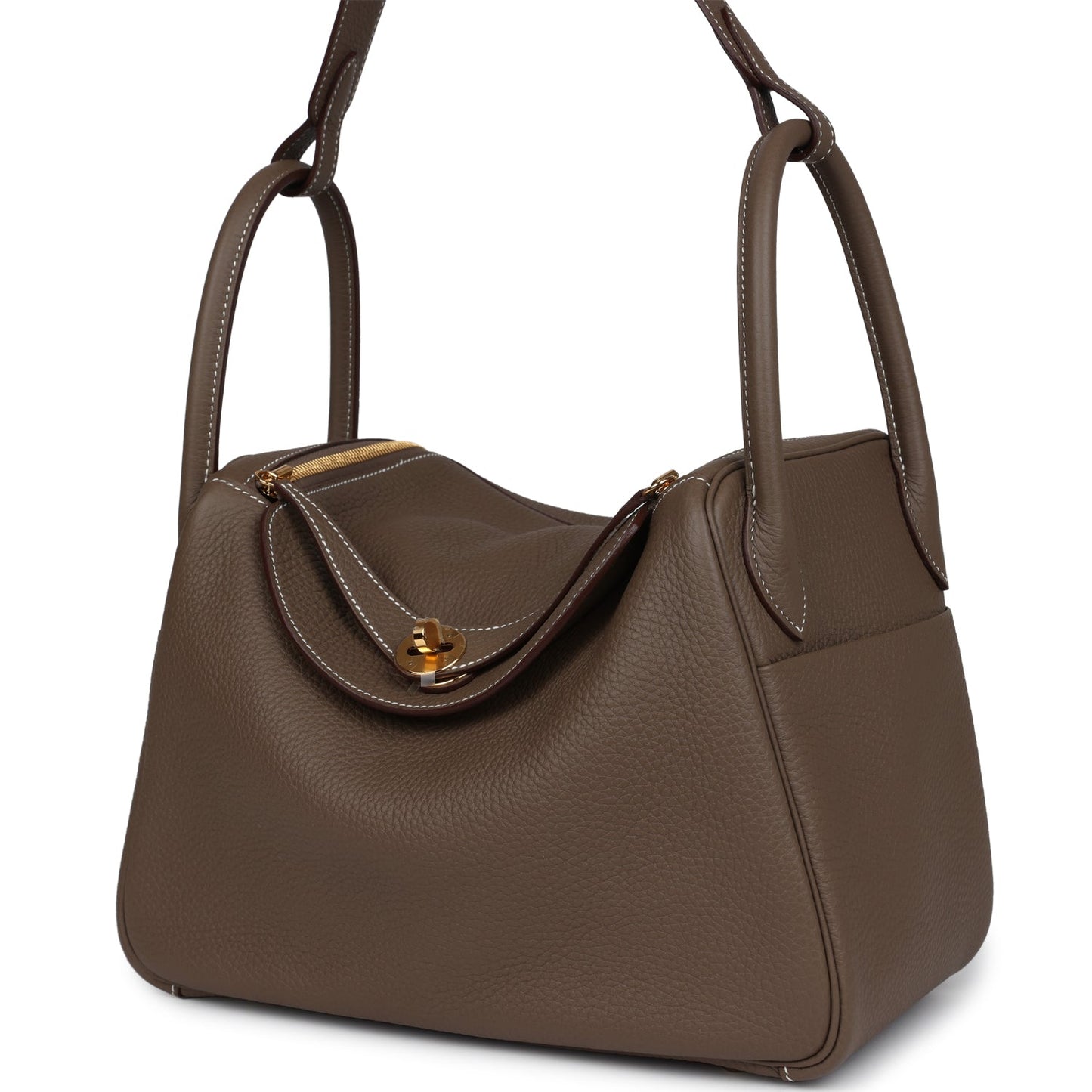 Hermes Lindy 30 Etoupe Clemence Gold Hardware