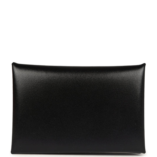 Hermes Calvi Card Holder Black Box Palladium Hardware