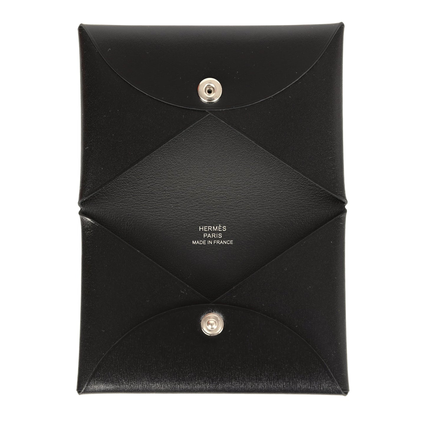 Hermes Calvi Card Holder Black Box Palladium Hardware