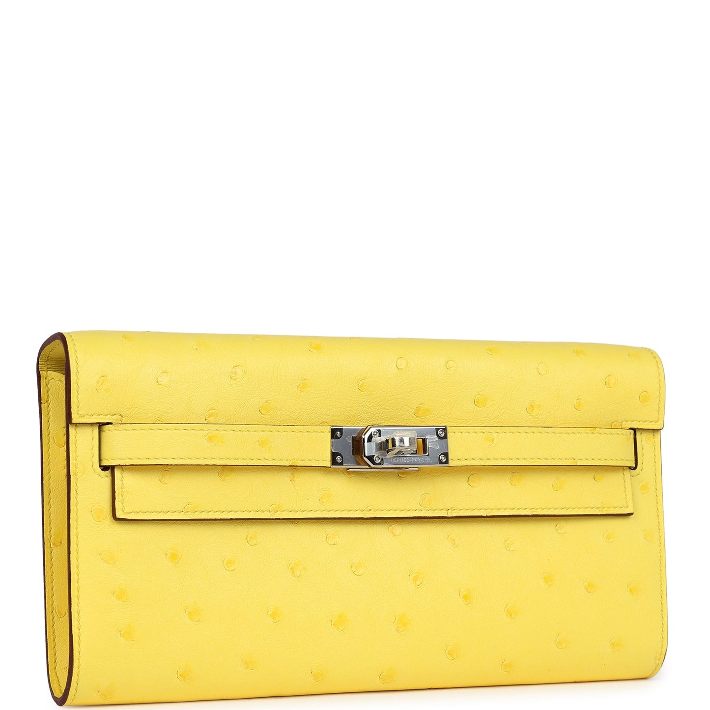 Hermes Kelly To Go Wallet Jaune Citron Ostrich Palladium Hardware