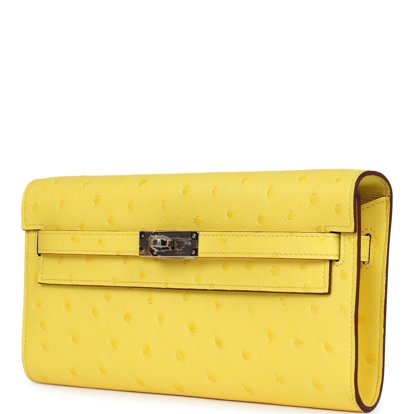 Hermes Kelly To Go Wallet Jaune Citron Ostrich Palladium Hardware