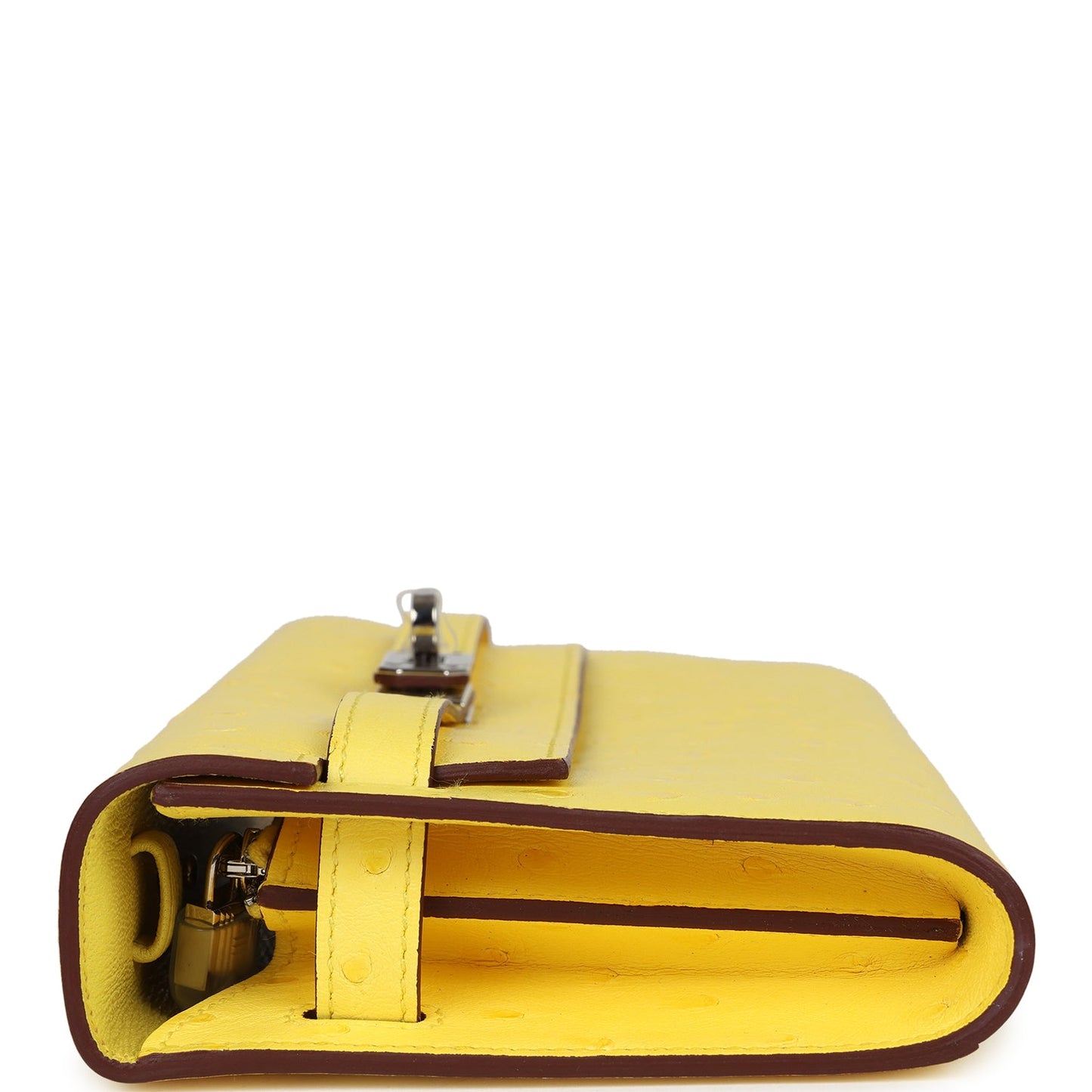 Hermes Kelly To Go Wallet Jaune Citron Ostrich Palladium Hardware